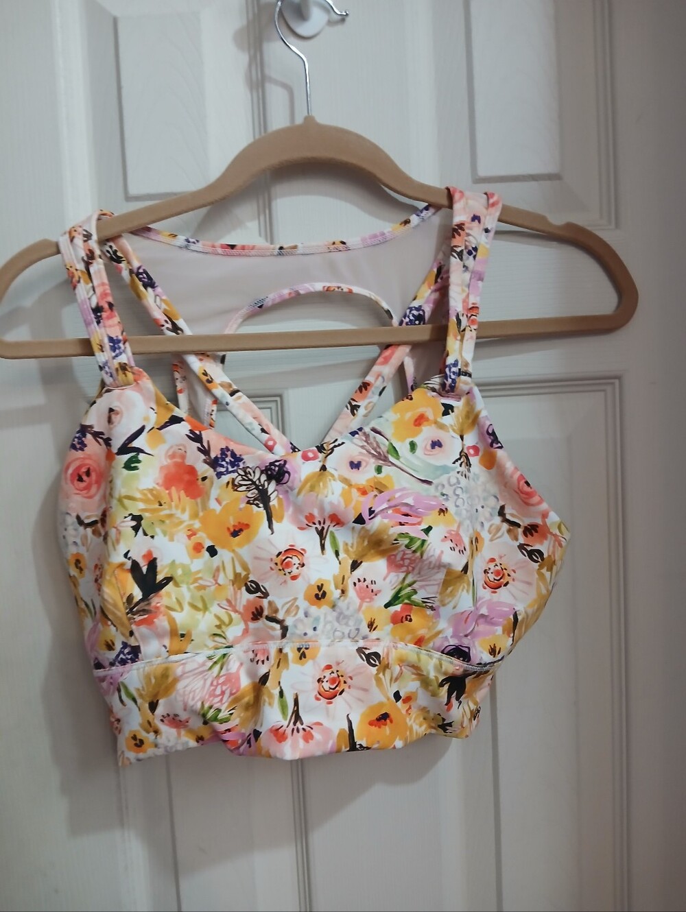 Born Primitive Milk and Muscles Nursing Sports Bra Size XL Floral White No Pads